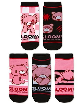 Pink Gloomy Bear No Show Socks - 5 Pack