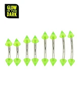 Multi-Pack Glow in the Dark Curved Barbells 8 Pack - 16 Gauge