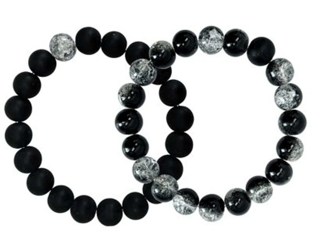 Smoky Black Long Distance Beaded Bracelets - 2 Pack