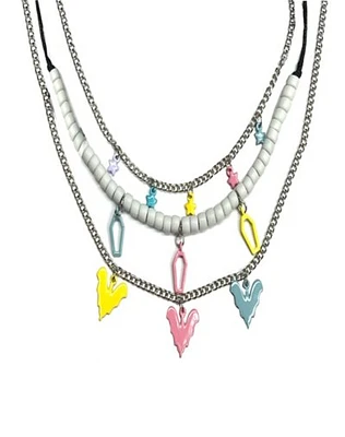 Multi-Pack Pastel Bat Coffin Star Charm Chain Choker Necklace - 3 Pack