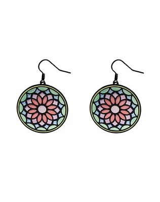 Mandala Stained Glass Dangle Earrings