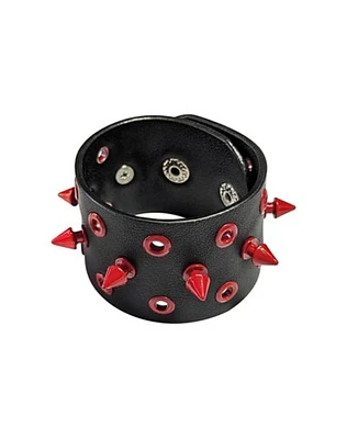 Black and Red Spiked Cuff Bracelet