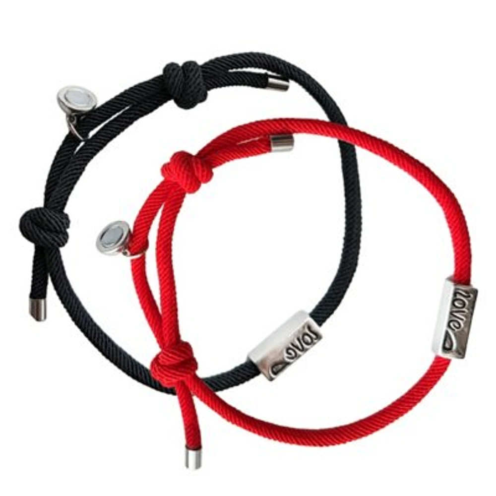 Black and Red Long Distance Cord Bracelets - 2 Pack
