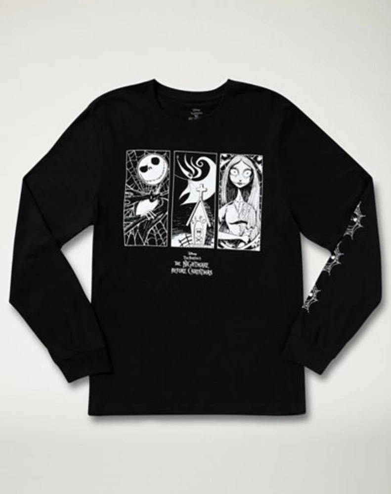 Long Sleeve Jack Skellington Zero and Sally T Shirt