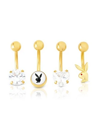 Multi-Pack Playboy Titanium Belly Rings 4 Pack - 14 Gauge