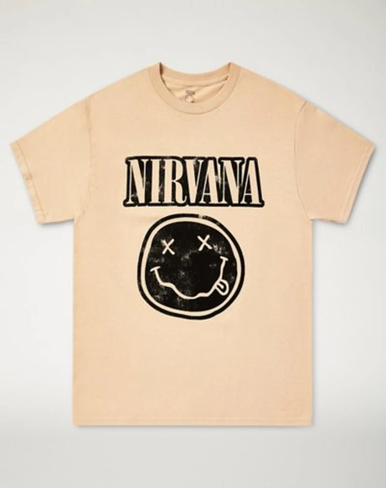 Tan Nirvana Logo T Shirt