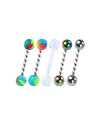 Multi-Pack Rainbow and Metallic Barbells 5 Pack - 14 Gauge