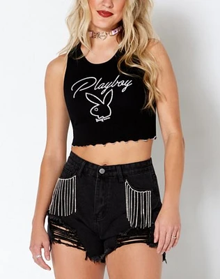 Black Lettuce Edge Bunny Tank Top