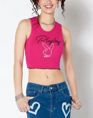 Hot Pink Lettuce Edge Bunny Tank Top