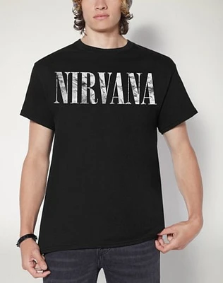 Black Floral Smiley Nirvana T Shirt