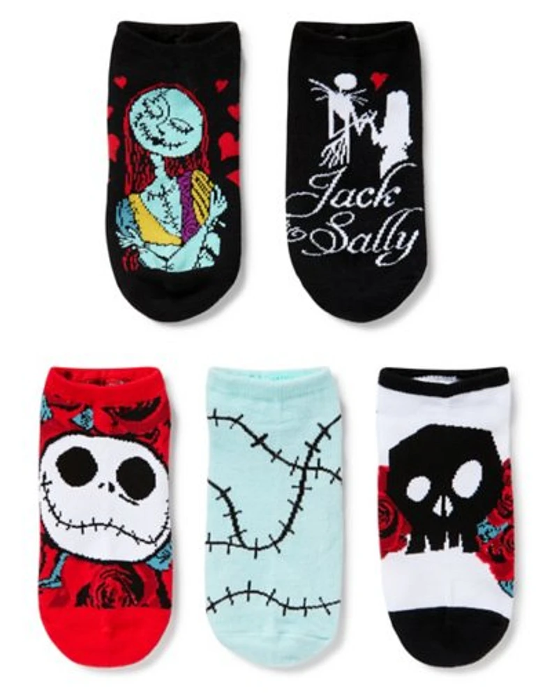 Multi-Pack Jack Skellington and Sally No Show Socks 5 Pack