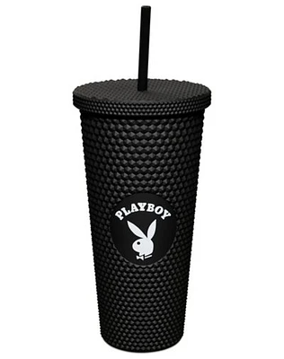 Playboy Black Textured Cup with Straw - 20 oz.