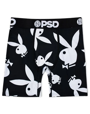 Playboy Bunny White On Black Boxer Briefs