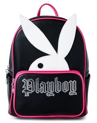 Pink and Black Playboy Rhinestone Mini Backpack