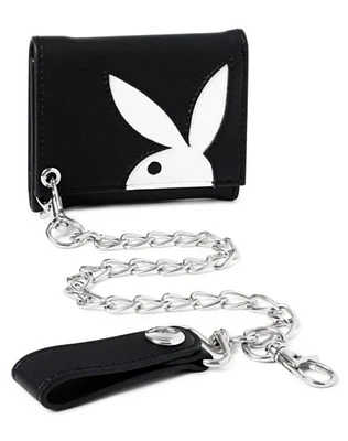 Black Playboy Bunny Trifold Chain Wallet