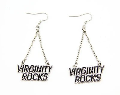 Silvertone Virginity Rocks Dangle Earrings - Danny Duncan