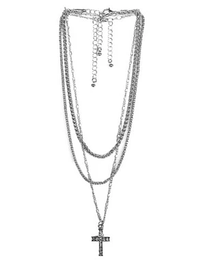 Multi-Pack Silver Cross Necklaces - 3 Pack