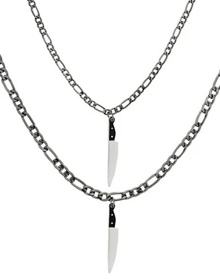 Dual Row Dagger Pendant Chain Necklace