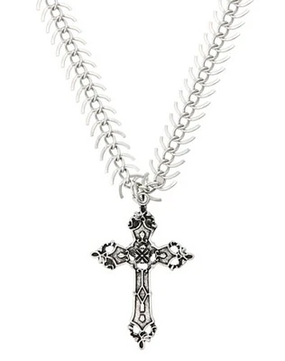 Silverplated Cross Pendant Chain Necklace