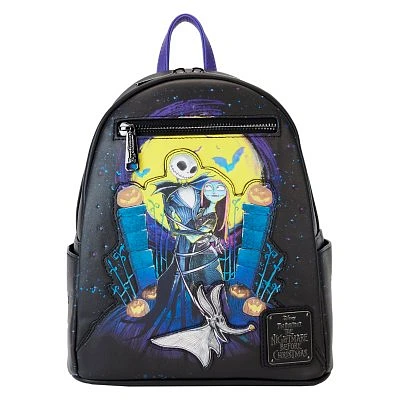 Loungefly Glow in the Dark Jack Skellington and Sally Mini Backpack -