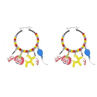 Clown Circus Theme Hoop Earrings