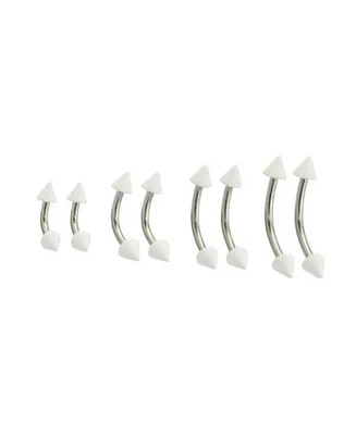 Multi-Pack Acrylic White and Silver Curved Barbells 8 Pack - 16 Gauge