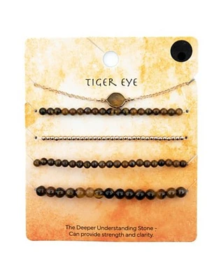 Multi-Pack Tigers Eye Beaded Bracelets - 5 Pack