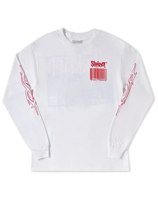 White Slipknot Barcode Long Sleeve T Shirt
