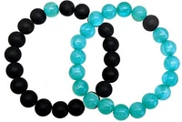 Teal and Black Long Distance Beaded Bracelets - 2 Pack