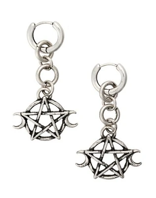 Pentagram Hoop Dangle Earrings