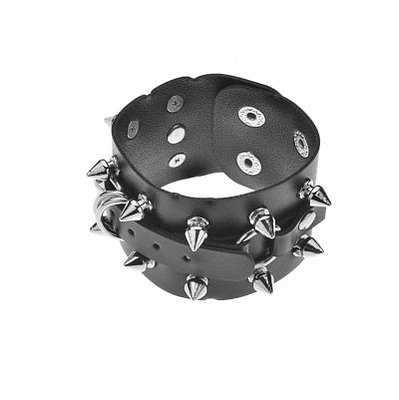 Black Buckle Spike Cuff Bracelet