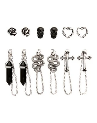 Multi-Pack Cross Snake Skull Earrings - 6 Pair