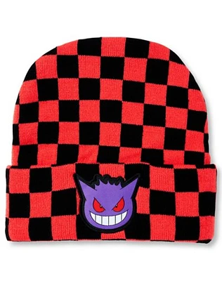 Black and Red Checker Gengar Cuff Beanie Hat - Pokmon