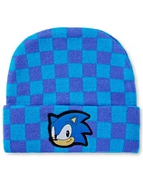 Blue Checkered Sonic the Hedgehog Cuff Beanie Hat