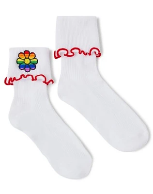 Rainbow Flower Frill Socks