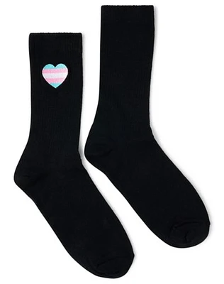 Black Transgender Pride Heart Crew Socks