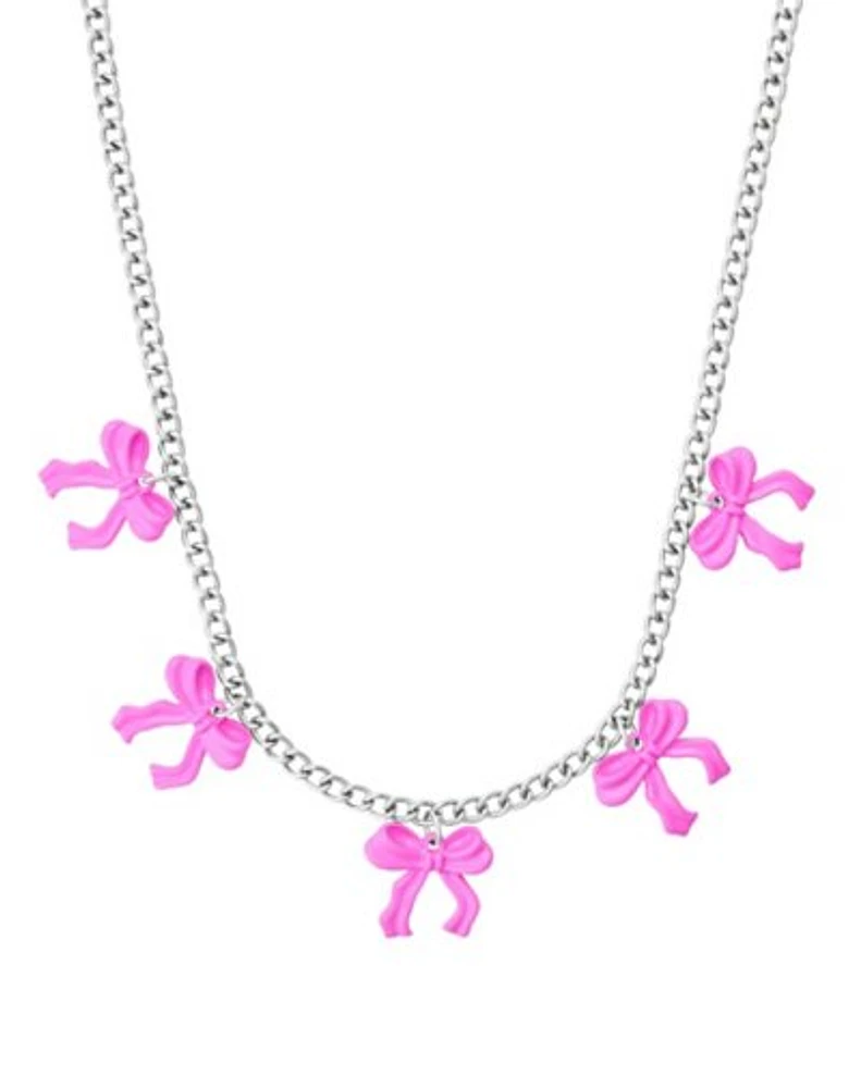Pink Bow Chain Necklace