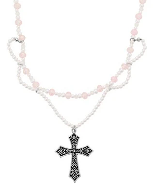 Bead Cross Pendant Necklace