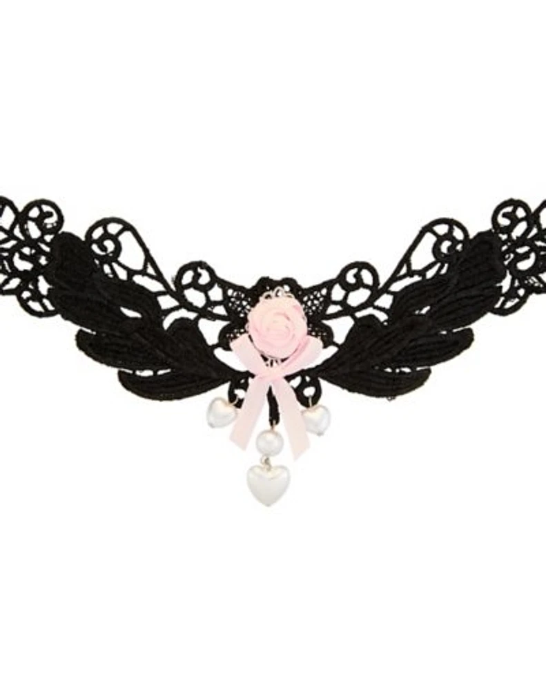 Lace Pearl Wings Choker Necklace