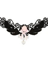 Lace Pearl Wings Choker Necklace