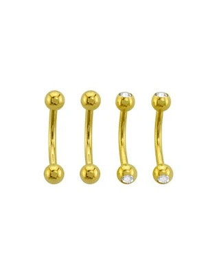 Multi-Pack CZ Goldtone Curved Barbells 4 Pack - 14 Gauge
