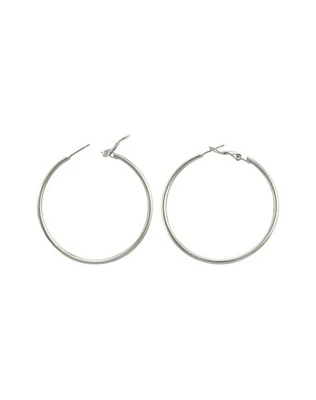 Silvertone Thin Hoop Earrings