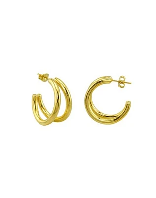 Goldtone Double Huggie Hoop Earrings