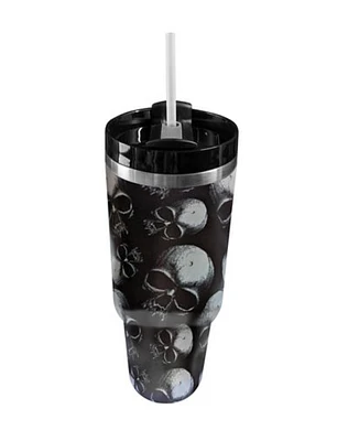 Skull Travel Tumbler with Straw - 40 oz.