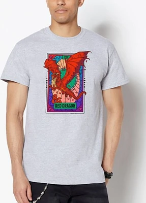 Red Dragon Mosaic Tarot Card T Shirt- Dungeons & Dragons