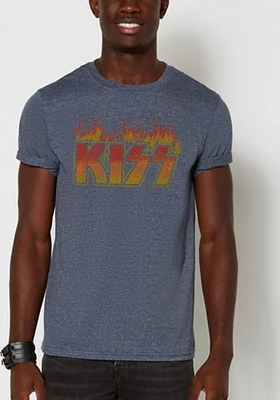 Navy Kiss on Fire T Shirt