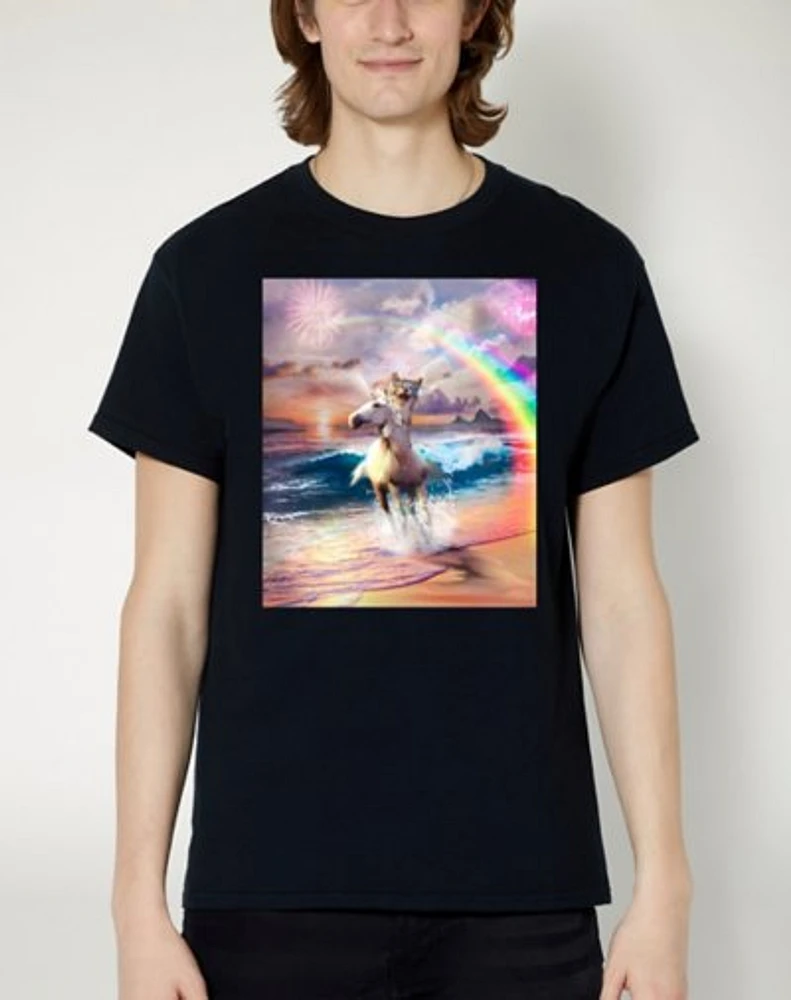 Cat Riding Unicorn T Shirt