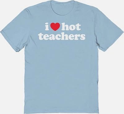 Light Blue I Heart Hot Teachers T Shirt