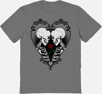 Skeletons Rose Heart T Shirt