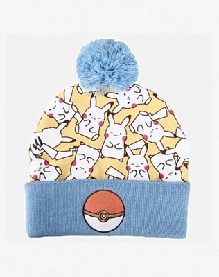 Pikachu Print Pom Beanie Hat - Pokmon